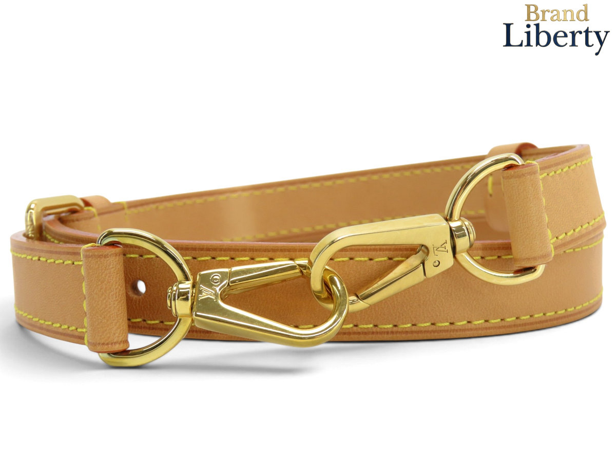 【ほぼ新品】ルイヴィトン LOUIS VUITTON ヌメ革 ストラップ 合わせる能力のある 自然的 ゴールド金具 カーフレザー 【中古】