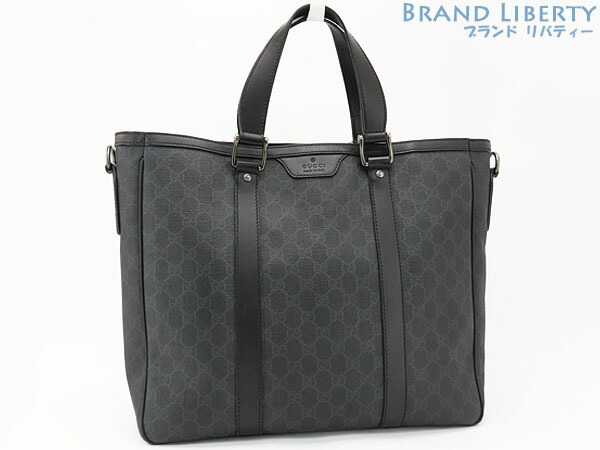 グッチ GUCCI GGスプリーム トートバッグ ハンドバック 黒いこと PVC なめし革 353393 【中古】
