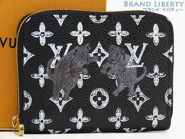 【押さえる未当て嵌める】ルイヴィトン LOUIS VUITTON トランスフォームド モノグラム キャットグラム ジッピー 鋳貨金入れ コインケース 釣り銭入れ パウダーコンパクト金入れ 歌留多容れもの 通行手形容れもの 黒いこと 白いこと M63884 【中古】