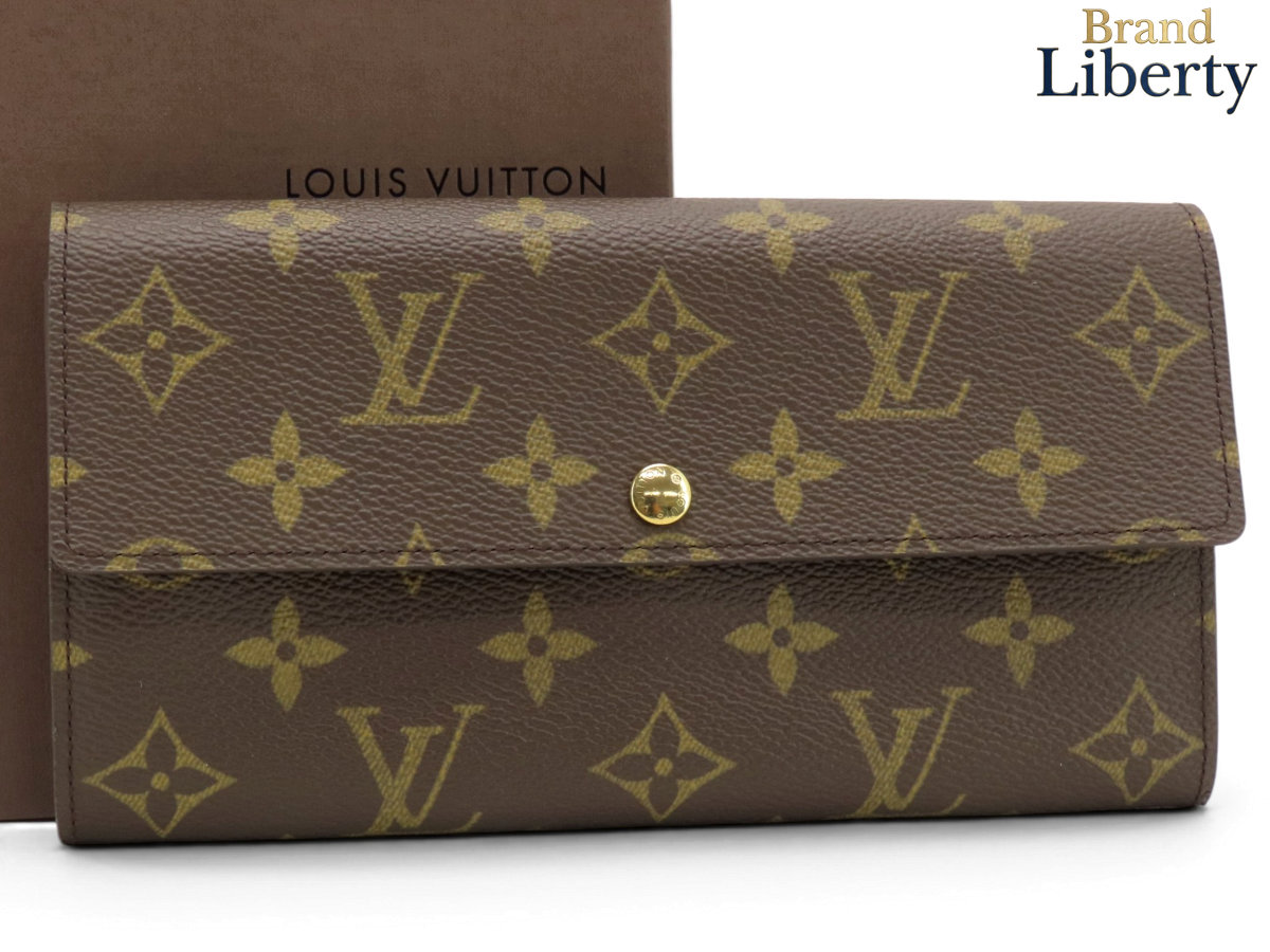 【未当て嵌める】ルイヴィトン LOUIS VUITTON モノグラム ポシェットポルトモネクレディ 二つ折り長金入れ サラ 暗然たる赤銅色 PVC なめし革 M61726 【中古】