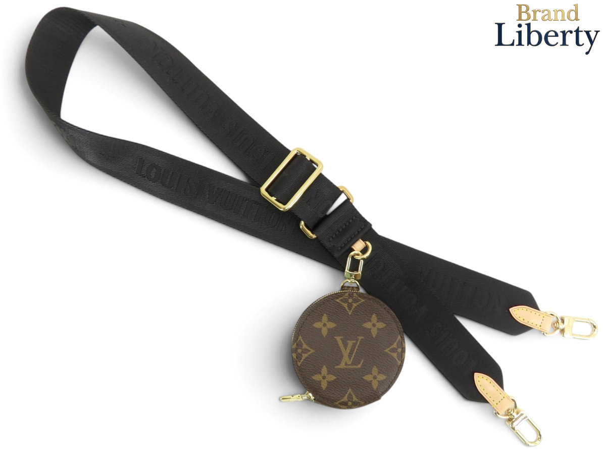 【未当て嵌める】ルイヴィトン LOUIS VUITTON モノグラム ストラップ 合わせる能力のある コインケース付き添い人 暗然たる赤銅色 黒いこと ナイロン J02487 【中古】