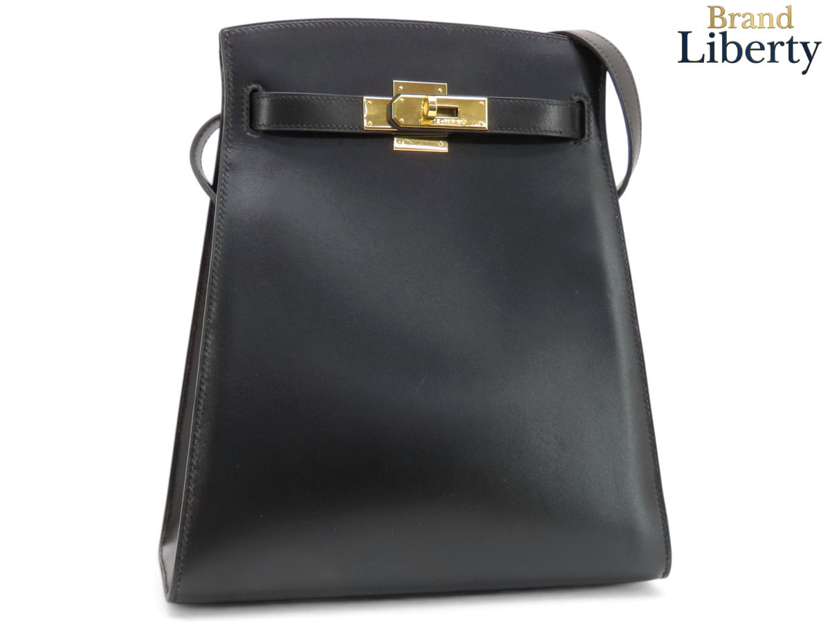 【美品】エルメス HERMES ケリー スポーツ MM 外縫い ショルダーバッグ ワンショルダーバッグ ブラック ゴールド金具 ボックスカーフ □F刻 【中古】|Brand Liberty
