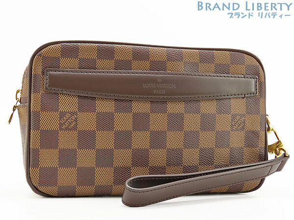 【ほぼ新品】ルイヴィトン LOUIS VUITTON ダミエ ポシェット サンポール 二番目御徒面子 ハンドバック クラッチペダル御徒面子 合切袋 暗然たる赤銅色 N41219 【中古】