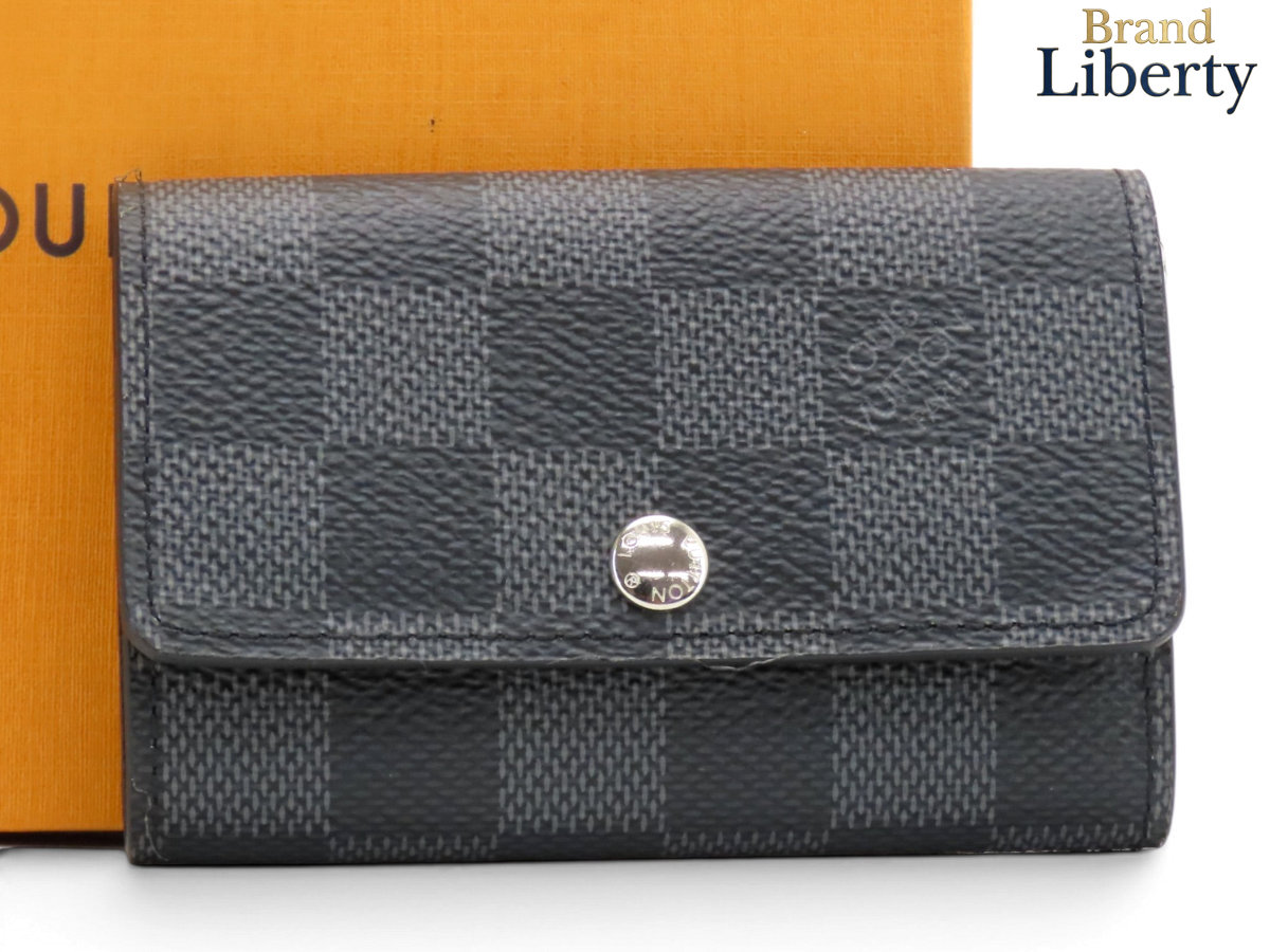 【新古品】ルイヴィトン LOUIS VUITTON ダミエグラフィット ミュルティクレ6 6連足懸かり入れもの 足懸かり輪っか キーホルダー 黒いこと PVC なめし革 N62662 【中古】