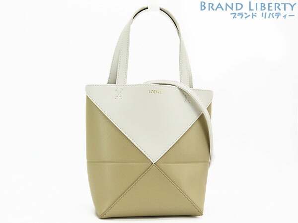 【未当て嵌める】ロエベ LOEWE パズルフォルド トート ミニ 2WAY ハンドバック トートバッグ ショルダーバッグ ホンブルグ帽白いこと 調査報告手工芸品 象牙色 A779V25X07 【中古】