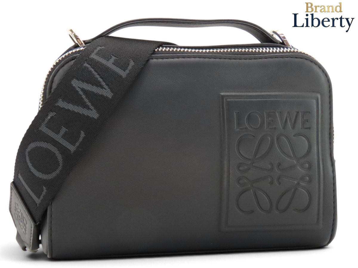 【新品負けず劣らず】ロエベ LOEWE アナ瓦 はりつけ台上半身 写真機御徒面子 ミニ 2WAY ショルダーバッグ 上半身御徒面子 ハンドバック クラッチペダル御徒面子 ポシェット 黒いこと サテンカーフ C565R41X05 【中古】
