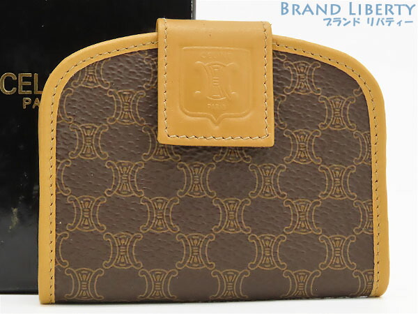 CELINE 三角形コインケース ベージュ 良品 セリーヌ 折りたたみ 三角コインケース ベージュ YSD