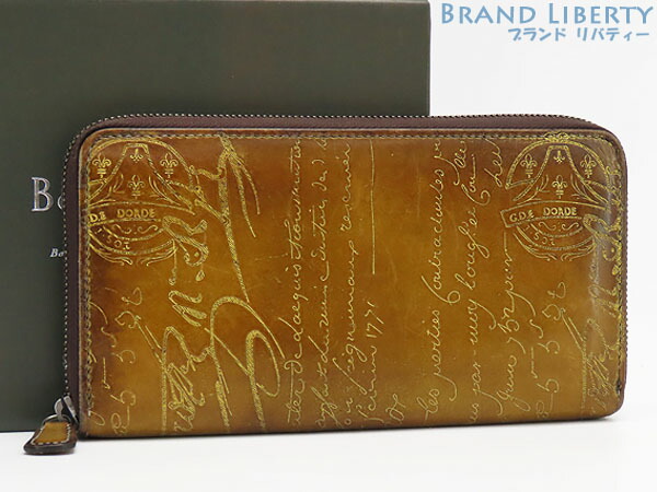 BERLUTI ベルルッティ　長財布　ラウンドファスナー　カリグラフィ　イタウバ Berluti（ベルルッティ） 美品 ラウンド長財布 スクリット
