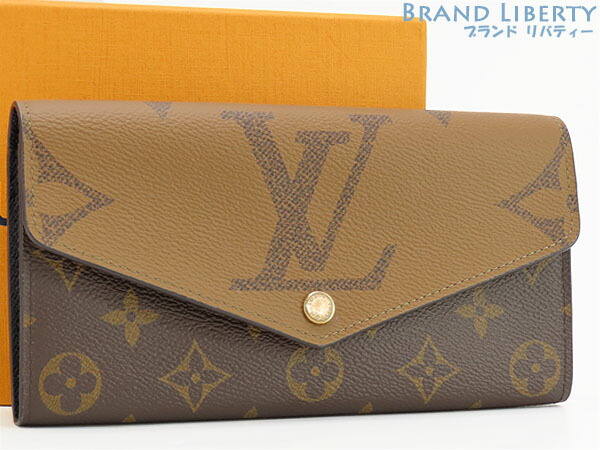 【超美品】ルイヴィトン　LOUIS VUITTON　モノグラム ジャイアント リバース　ポルトフォイユ サラ　二つ折り長財布　ブラウン ダークブラウン　M80726　【中古】