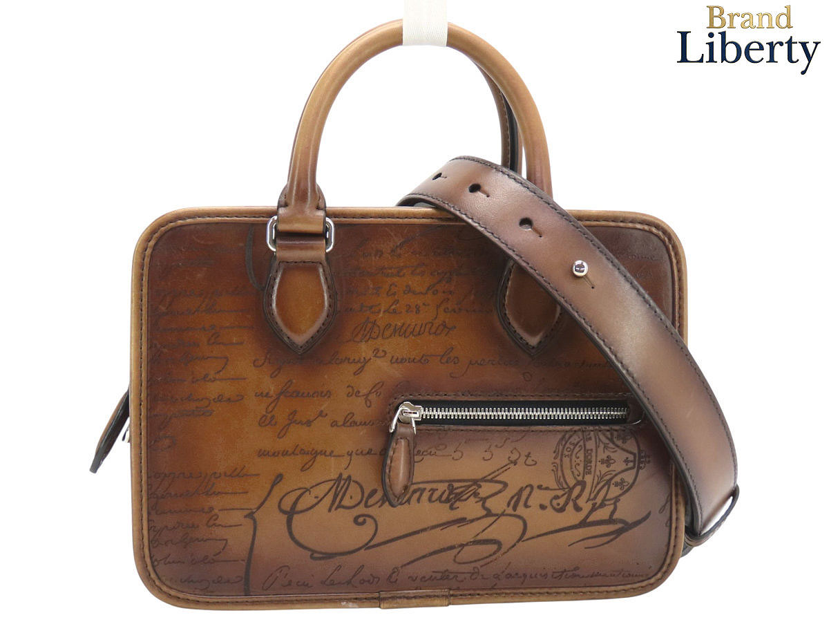 【美品】ベルルッティ Berluti カリグラフィ UN JOUR GULLIVER アンジュール ガリバー 2WAY ハンドバッグ ショルダーバッグ ポーチ クラッチバッグ ポシェット ブラウン ヴェネチアレザー 1_JOUR_GULLIVER_NEO-V2　【中古】 148,995円
