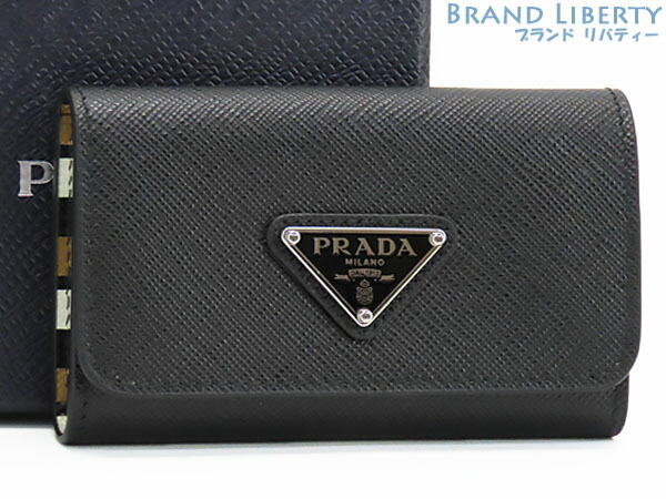 カビー☆未使用品 美品 プラダ レザー ロゴエンボス キーケース ブラック 楽天市場】PRADA プラダエンボスロゴ 6連キーケースラウンド