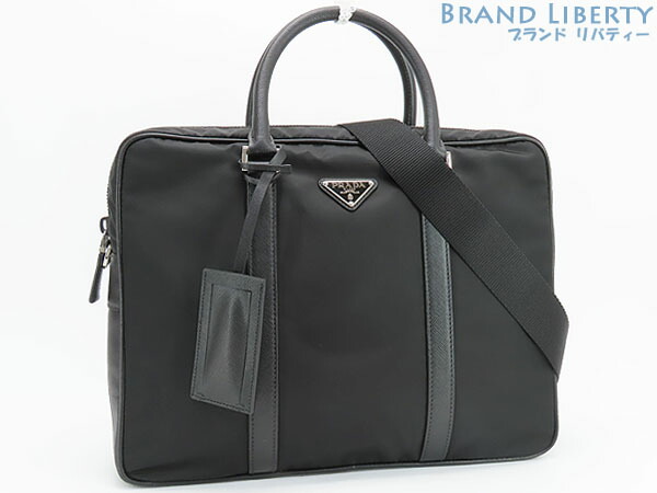 【新品負けず劣らず】プラダ PRADA ナイロン サフィアーノ 2WAY ブリーフ容れもの 商行為御徒面子 書きもの袋 ハンドバック NERO 黒いこと 2VE871 【中古】
