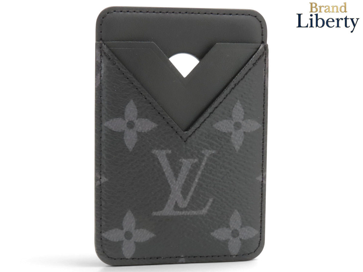 【新古品】ルイヴィトン LOUIS VUITTON モノグラムエクリプス ポルト カルト マグネット カードケース パスケース 定期入れ iPhone用 マグネットケース 磁気ケース ブラック PVC レザー M12602　【中古】｜Brand Liberty