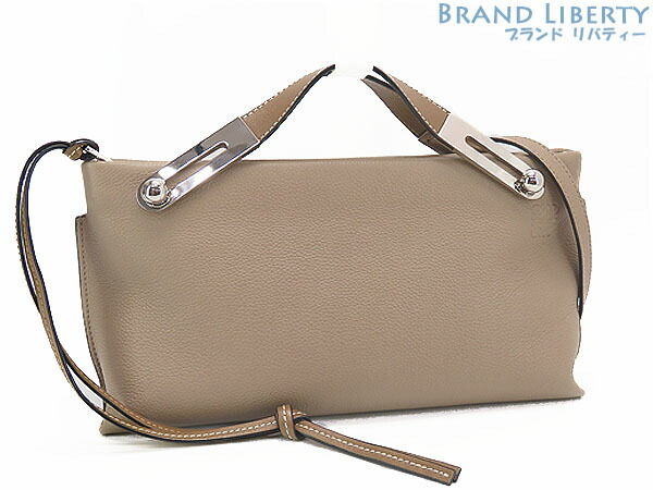 【美品】ロエベ　LOEWE　ミッシースモール　2WAY ショルダーバッグ　ハンドバッグ　クラッチバッグ　セカンドバッグ　ポシェット　サンド ミンク ベージュ　カーフレザー　32712KBS28　【中古】