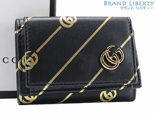 【美品】グッチ 三つ折財布 ブラック マーモント ゴールドロゴ レザー 楽天市場】グッチ GUCCI Wホック 三つ折り 財布 GG マーモント