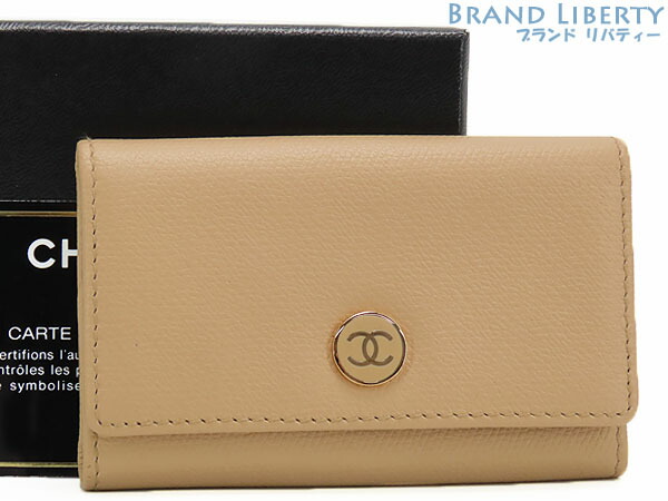 CHANEL ベージュ レザー キーケース CHANEL【シャネル】キャビアスキン ココマーク 6連キーケース