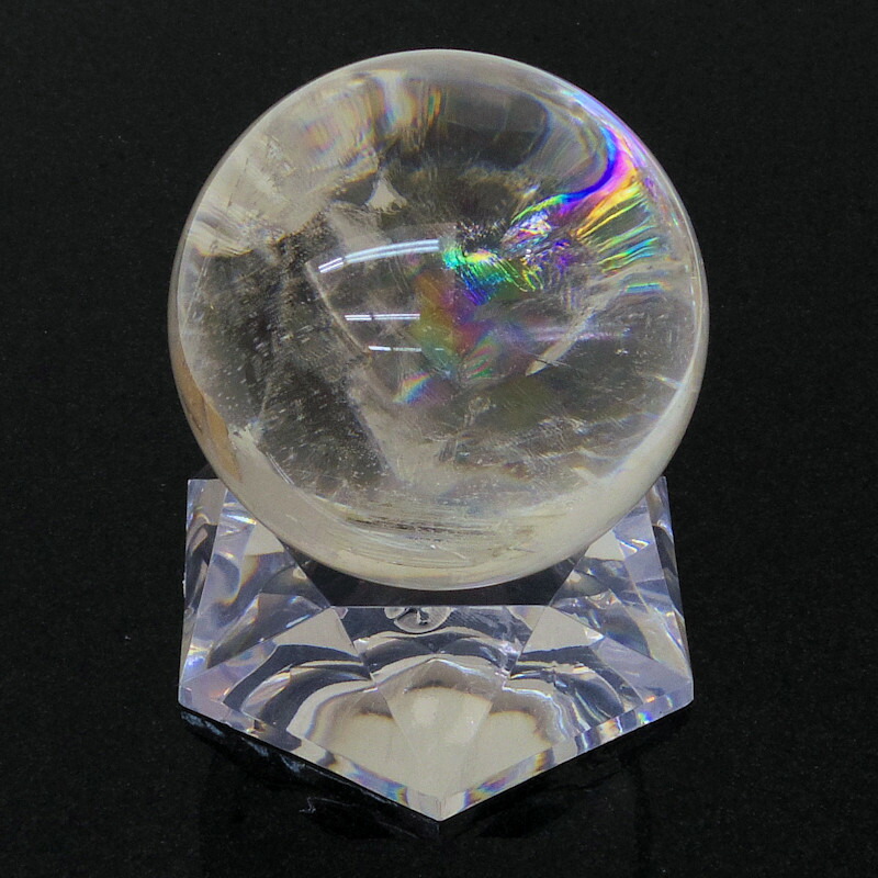 水晶　ロッククリスタル　丸玉 水晶 ロッククリスタル 丸玉 約46ミリ 右螺旋 右水晶 透明本水晶