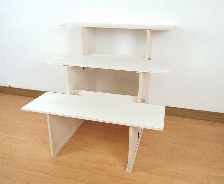精神的な統合式 聖餐台３段手合い（2尺5寸 幅７５ｃｍ）木製台(ファルカタ合わせ板材当て嵌める）【新盆】【初盆】【御盆】【覚悟】【収納家具】【法要】【貨物輸送無料】