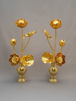 常花　華鋲用　４寸　５本立　(1対）華鋲(花瓶)なしです。｜お仏壇の野田　店