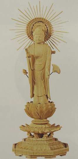 柘植　八角台座　東立弥陀　東型光背　5.0