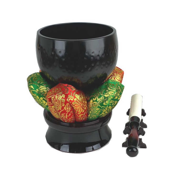 【仏具】 大徳寺リンセット　大徳寺リン4.5寸　花布団６号　白皮金撥６寸　輪台4.5寸　置き台1個付き りん おりん りんセット rin 国産 日本製