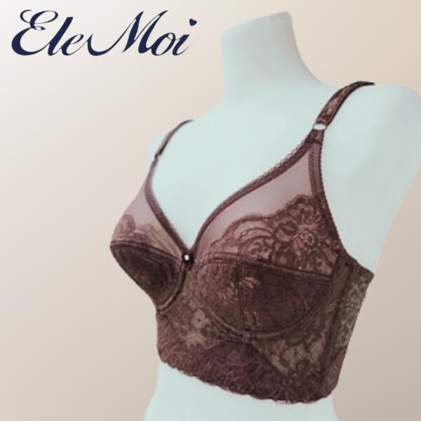 EleMoi エレモア セミロングブラジャー／三鞭酒・黒茶（色つや２色）  手を加える肌付き アンダーバストライン 安定した アンダーライン 体型 伸ばすことスピード競技 ヒートカット 乳ぶさ 力強さサイバー空間 遠赤外線 シルクプロティン