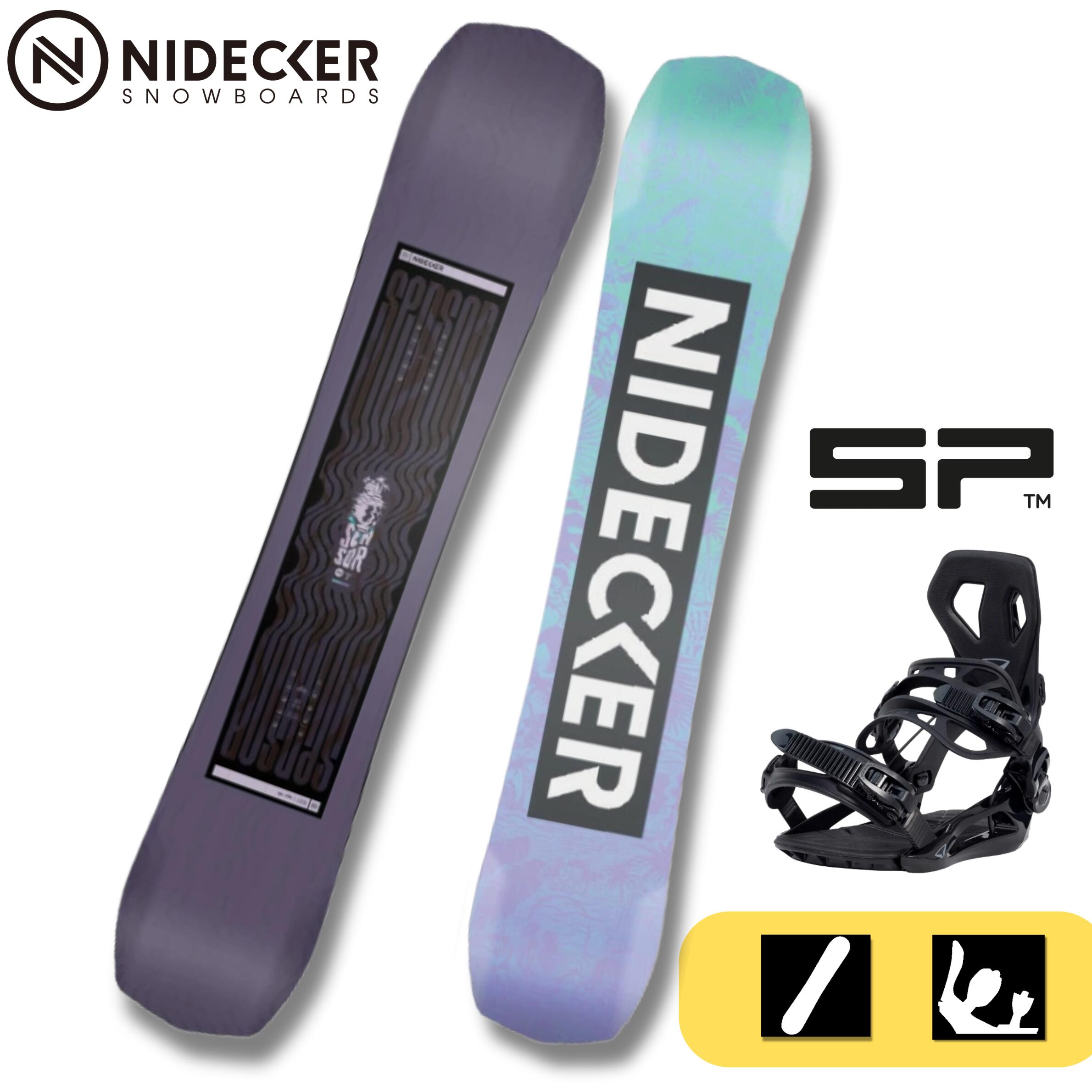 最終価格 2425モデル 【NIDECKER】SENSOR WOMEN+SPbinding BASE+　メンズ　レディース　初級者～中上級者向け　ナイデッカー　２点セット　ハイブリッドキャンバー　ロッカー　ツインチップ　ミドルフレックス　オールラウンド　パーク　ジブ　カービング【143cm,147cm】