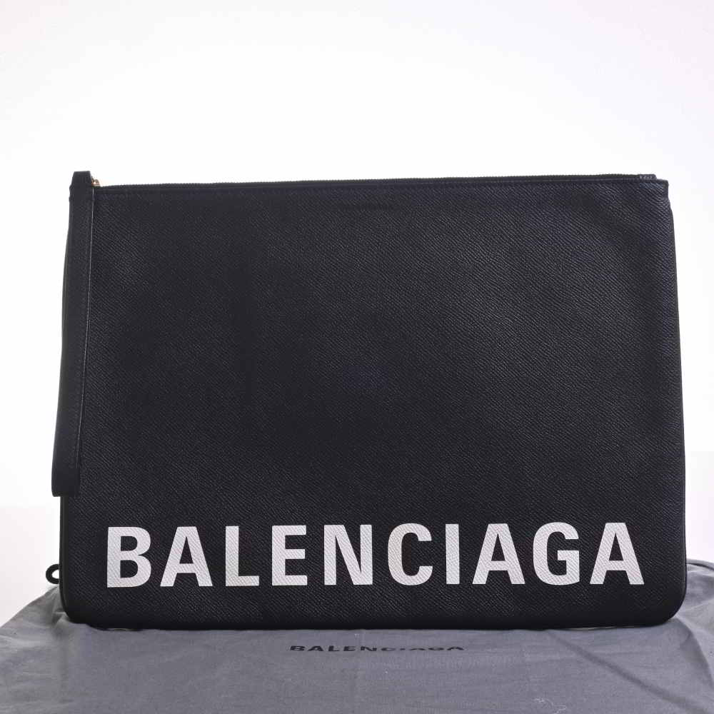 Balenciaga バレンシアガ レザー ロゴ クラッチバッグ ブラック By