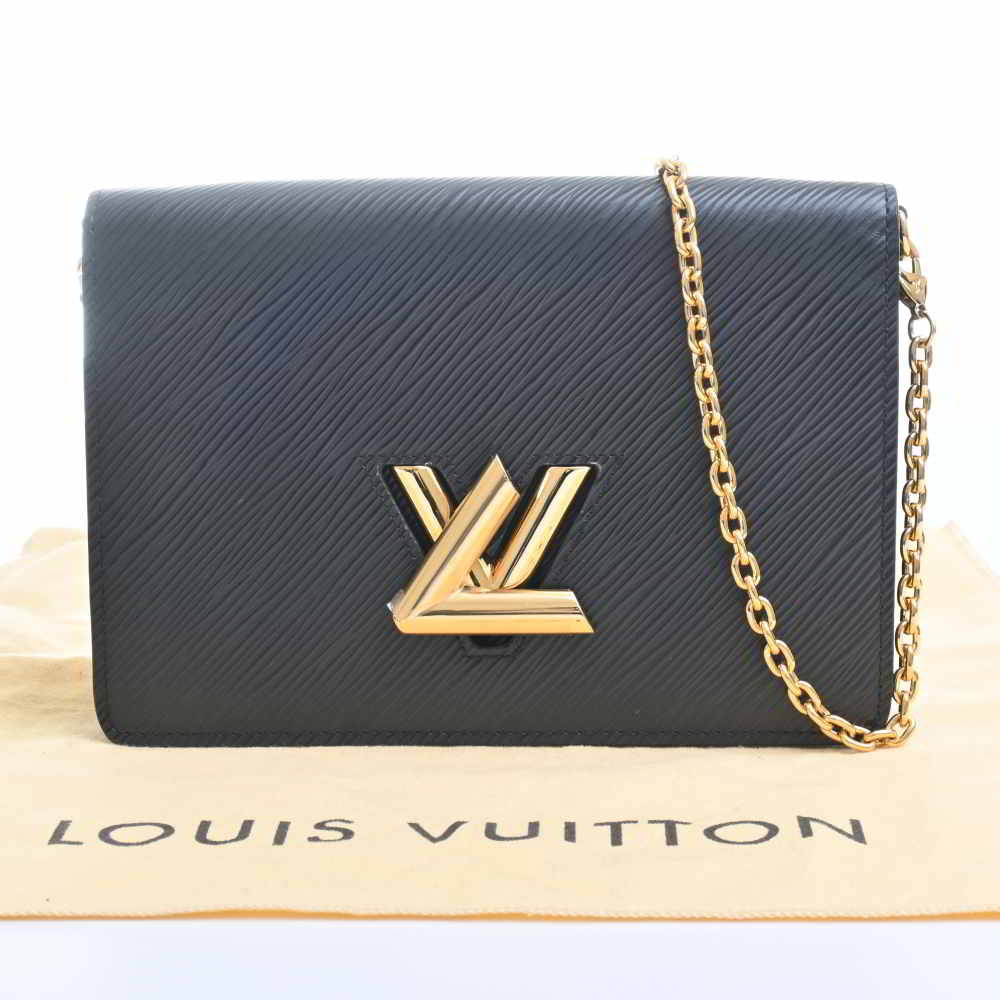 LOUIS VUITTON ルイヴィトン レザー チェーン ポルトフォイユ ブラック