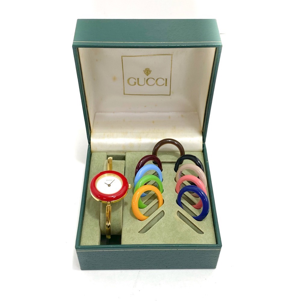 グッチ 腕時計 レディース チェンジベゼル QZ GUCCI 11 12.2 クオーツ マルチカラー ゴールド金具 ギフト