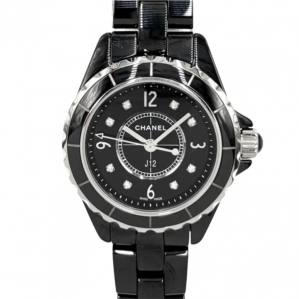 CHANEL白黒リボン2ロール200m 楽天市場】【ウォッチ】CHANEL シャネル J12 ブラック 11Pダイヤ