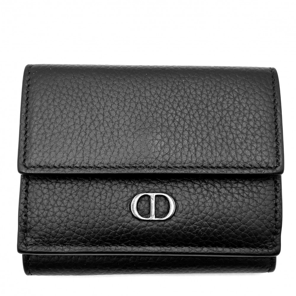 Christian Dior ディオール ブラックレザー 三つ折り財布 Christian Dior ブラック 三つ折り財布（Dior ブラックレザー 三