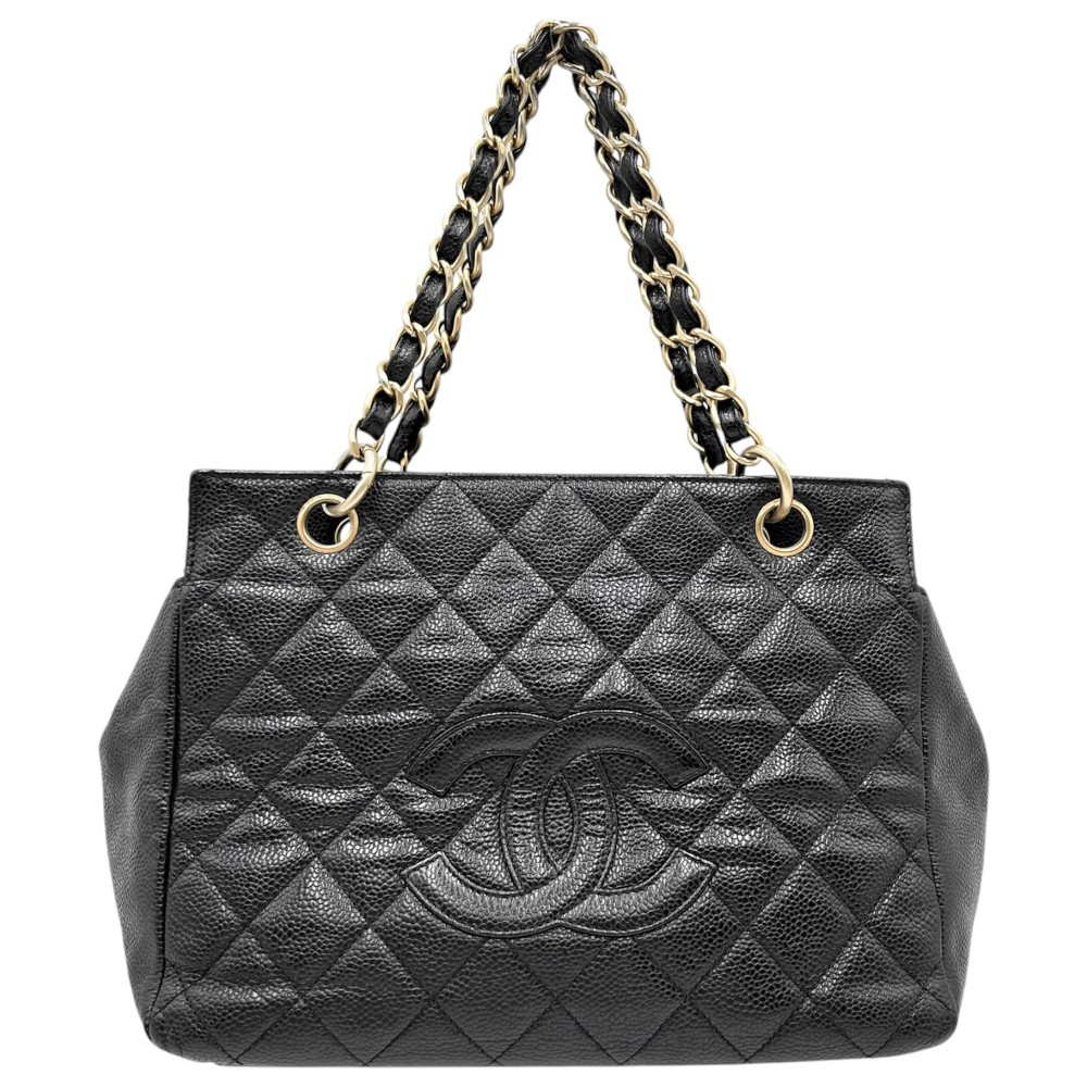 シャネル ハンドバッグ レディース マトラッセ チェーンショルダー ココマーク トートバッグ ココ 鞄 かばん CHANEL  キャビアスキン   ブラック 黒 ゴールド金具【中古品】