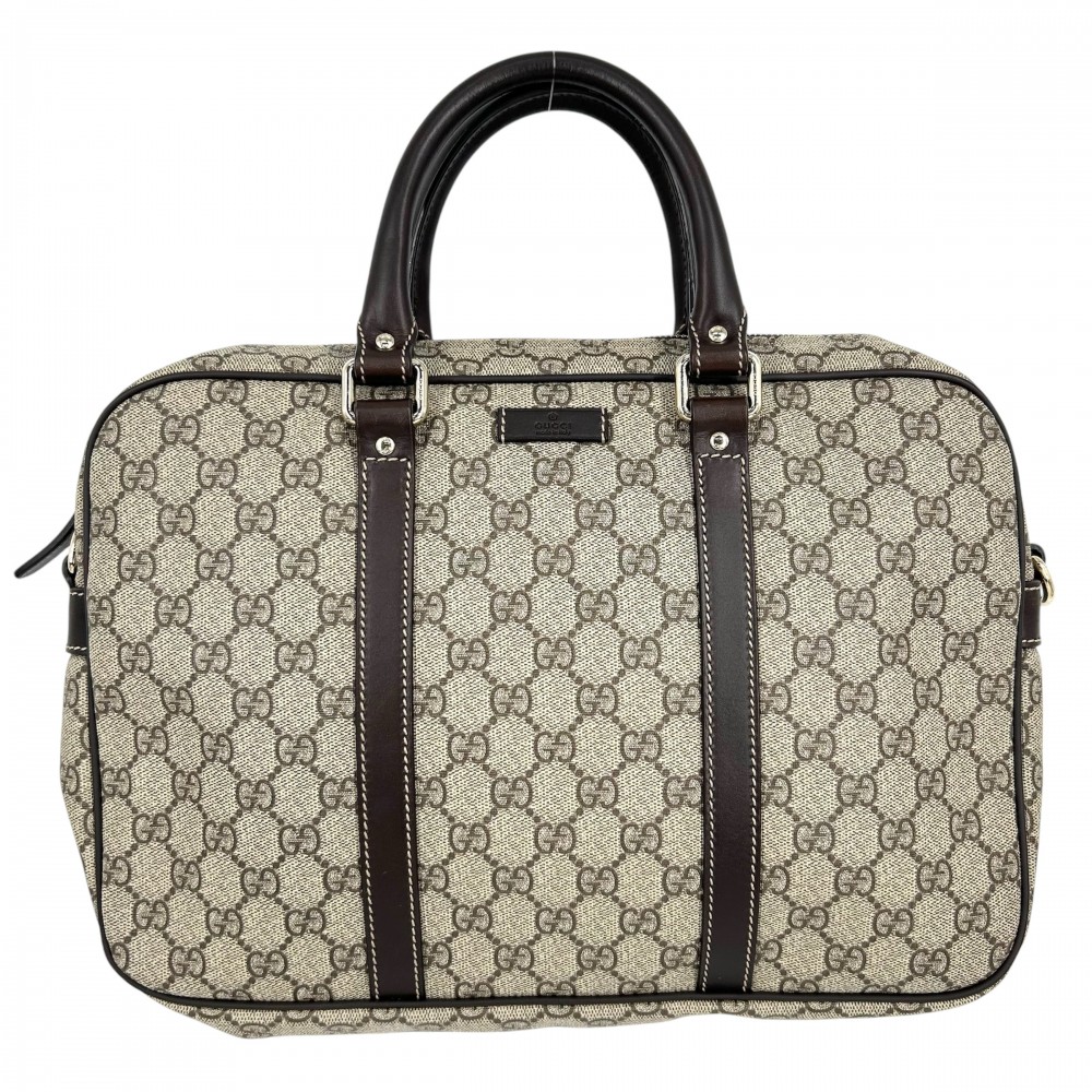 【大売出し】 グッチ ビジネスバッグ レディース ブリーフケース ハンドバッグ 肩掛け 鞄 かばん GUCCI 322287 GGスプリームキャンバス レザー ベージュ ブラウン 茶 ゴールド金具【中古品】|VINTAGE BRAND TOKYO