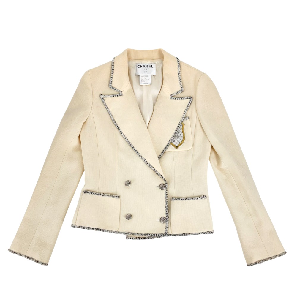 【大売出し】 シャネル アウター レディース 上衣 ココマーク 表象 ココ 御召しもの 服 CHANEL 38 皮膚軟化剤 羊毛    春 秋【中古品】