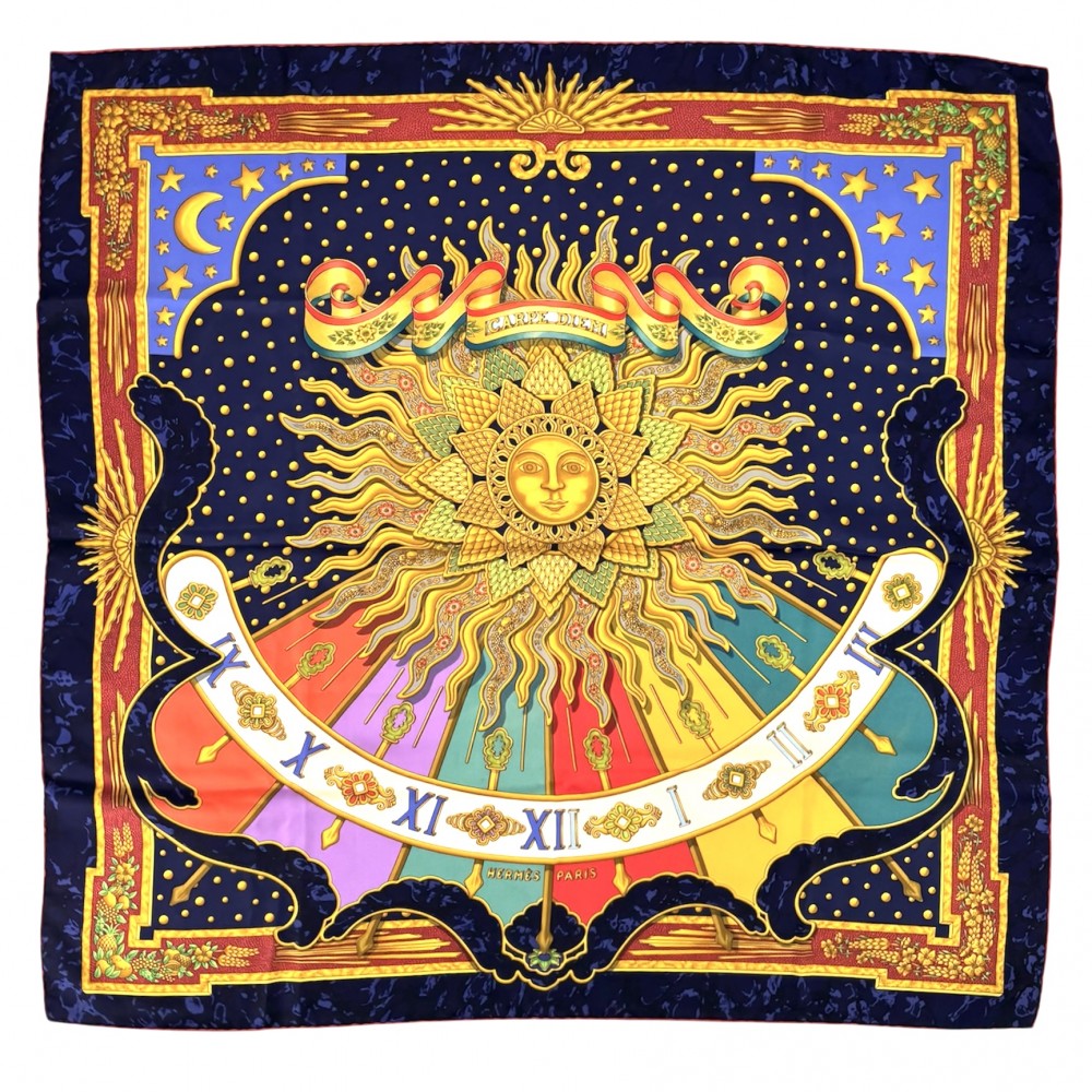 HERMES スカーフ カレ90 CARPE DIEM 今日一日を楽しむ HERMES エルメス カレ90 CARPE DIEM 今日一日を楽しむ 太陽 月