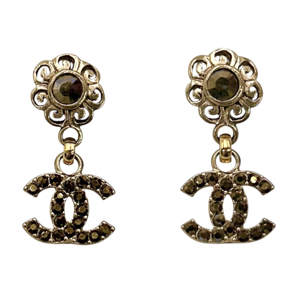 シャネル　ピアス　カメリア　ココマーク　ローズ　レジン　パープル　シルバー　刻印 CHANEL - シャネル ピアス カメリア ココマーク ローズ レジン