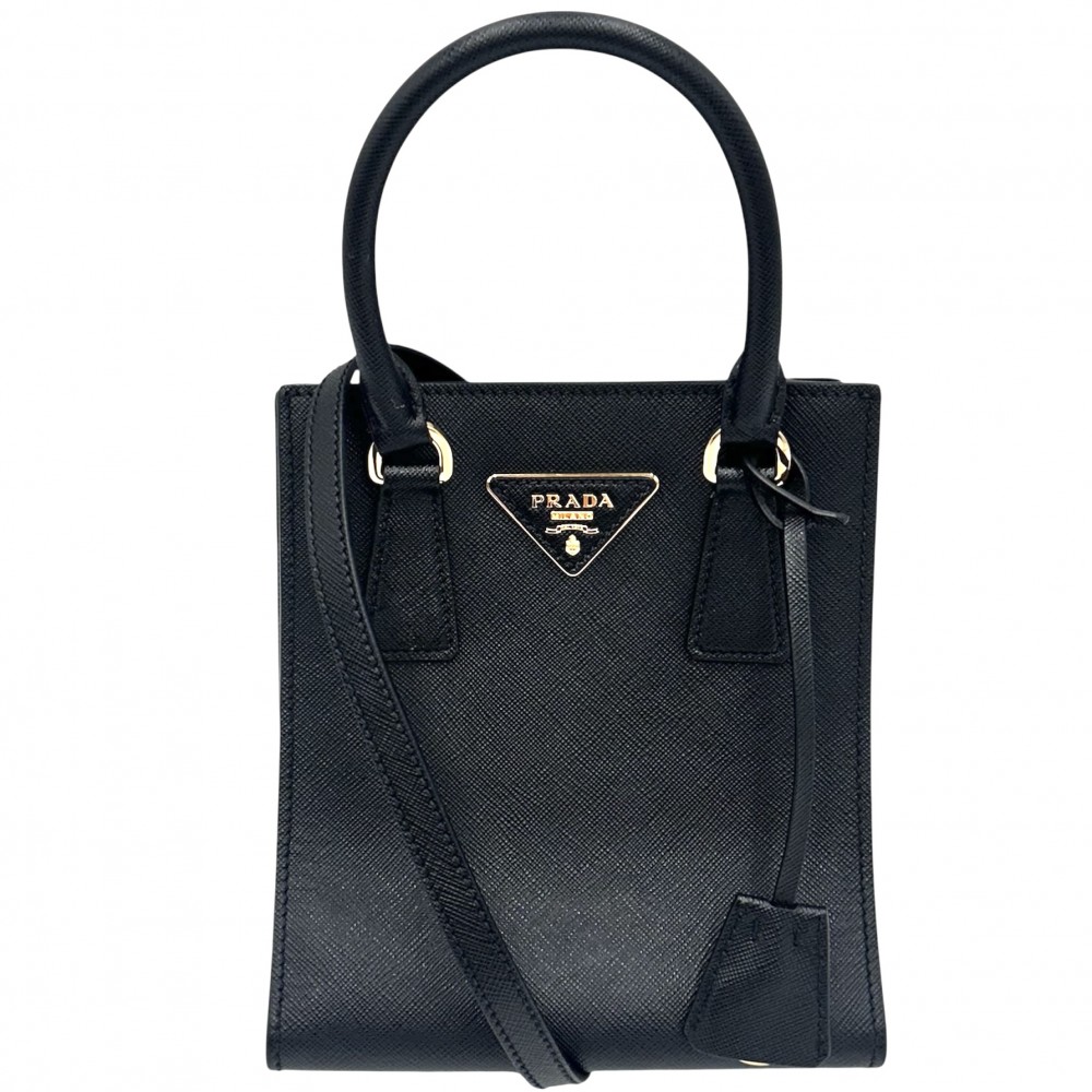 PRADA コットンキャンバス ミニトートバッグ タバコ コットンキャンバス ミニハンドバッグ | PRADA