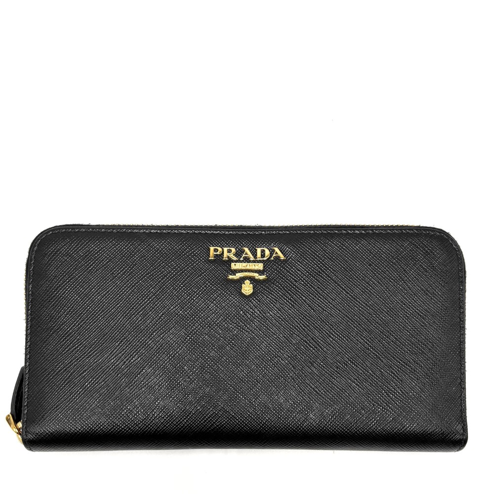新品　本物　プラダ☆三角ロゴグレインレザー ラウンドファスナー長財布 PRADA プラダ ラウンドファスナー 財布 三角ロゴラウンドジップ 黒
