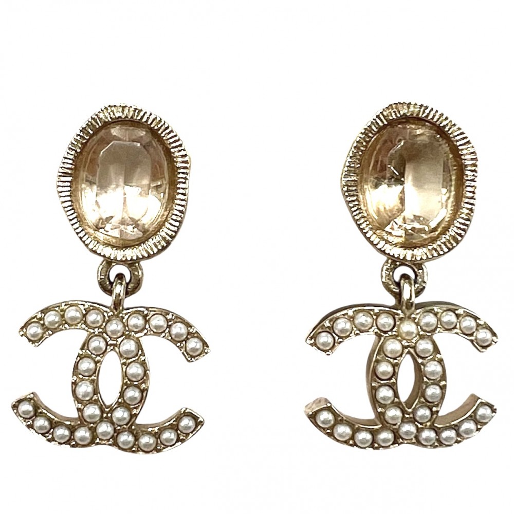 CHANEL パール付きブラックチェーンピアス CHANEL シャネル ピアス A86506 Y09902 レディース ココマーク