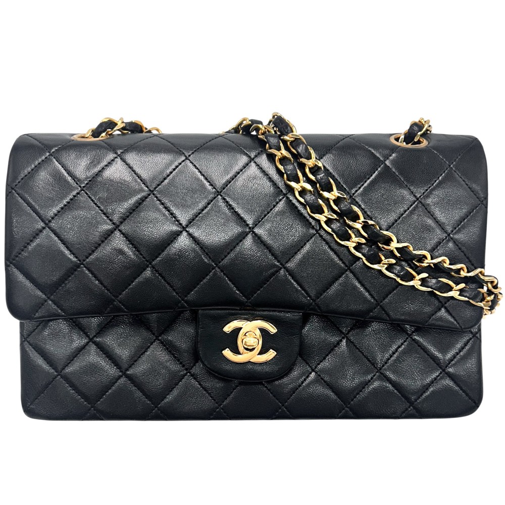 シャネル　黒　ビコローレ　ポーチ　ショルダー　ラムスキン　チェーンショルダー CHANEL シャネル ビコローレ巾着チェーンショルダー ラムスキン