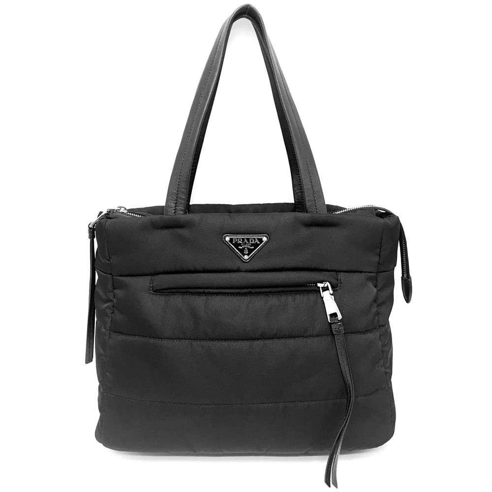 PRADA　プラダ　テスート　ボンバー　トートバッグ　トライアングル　ブラック PRADA プラダ テスート ボンバー トートバッグ トライアングル ブラック