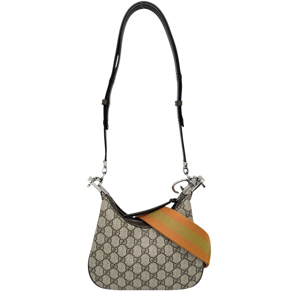 グッチ ショルダーバッグ レディース シェリー酒生産ライン グッチ アタッシェ 肩かけ 曲がった掛け GUCCI 699409 GGスプリームキャンバス  なめし革   ベージュ 赤銅色 茶 しろがね色金具 美品【中古品】