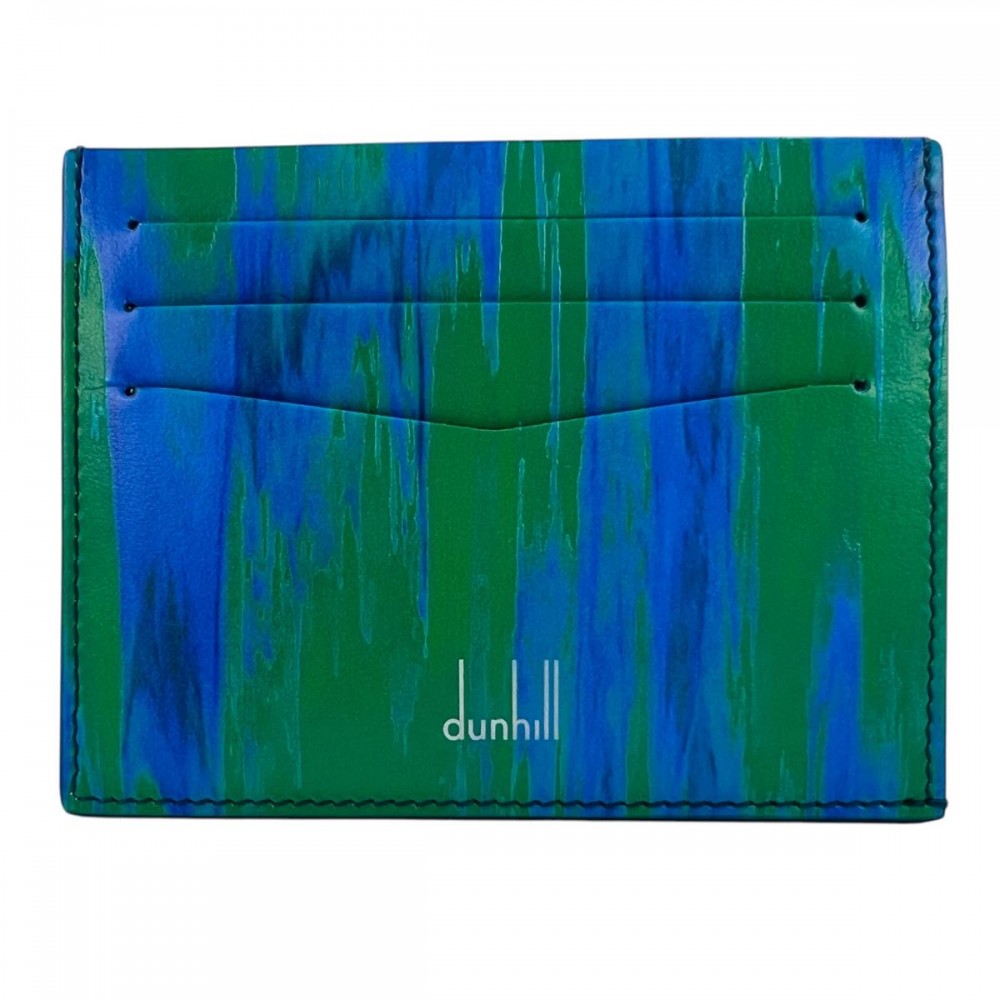 【エントリーでポイント10倍】 ダンヒル カードケース メンズ 定期入れ パスケース Dunhill グリーン 緑 ブルー 青 美品【中古品】 10,650円