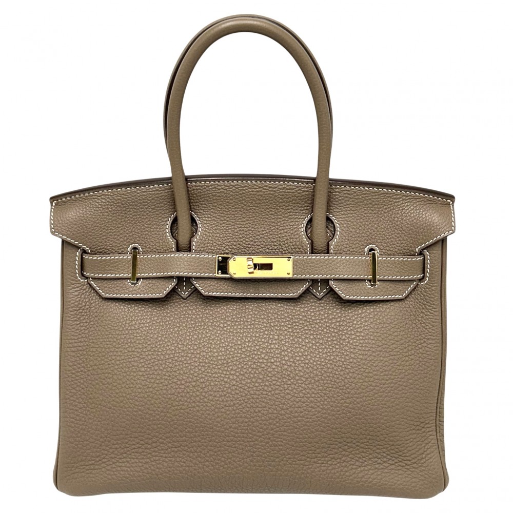 【エントリーでポイント10倍】 エルメス ハンドバッグ レディース バーキン30 内縫い ブラウン HERMES □N刻印 トゴ エトゥープ ゴールド金具2010年【中古品】