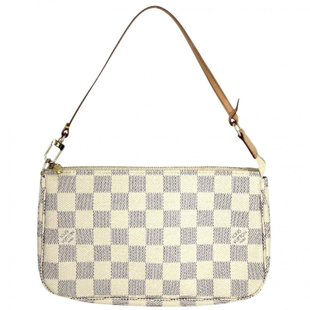 【エントリーでポイント10倍】 ルイヴィトン ハンドバッグ レディース ポシェットアクセソワール アクセサリーポーチ Pochette Accessoires LOUIS VUITTON N41207 ダミエアズールキャンバス ホワイト 白 ゴールド金具 美品【中古品】