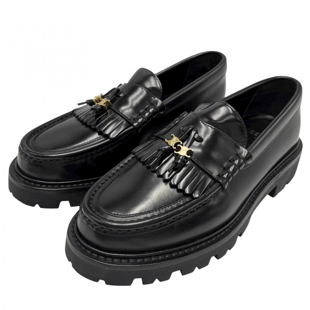 CELINE ブラックレザー ローファー セリーヌ CELINE ローファー オックスフォード ユニヴェルシテ