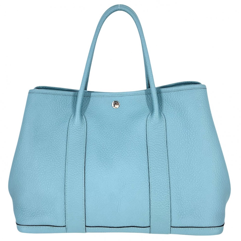 【エントリーでポイント10倍】 エルメス ハンドバッグ レディース ガーデンパーティPM トートバッグ 肩掛け HERMES X刻印 ネゴンダ トワルオフィシェ ライトブルー系 シルバー金具2016年【中古品】