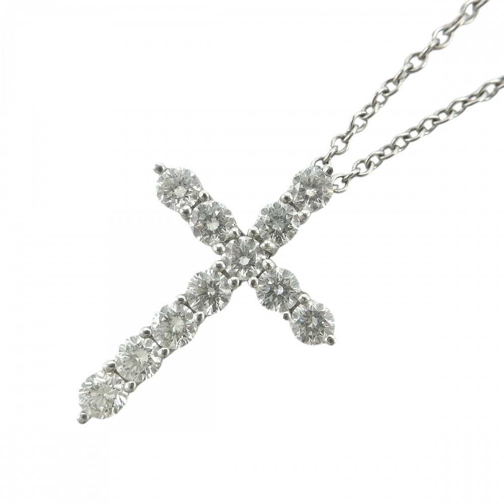 【大売出し】 ティファニー ネックレス レディース クロスペンダント スモール アクセサリー ジュエリー TIFFANY&Co. Pt950プラチナ ダイヤモンド 約3.3g【中古品】|VINTAGE BRAND TOKYO