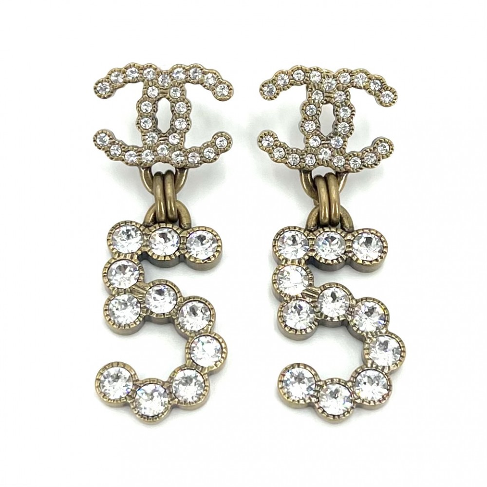【エントリーでポイント10倍】 シャネル ピアス レディース No.5 ココマーク アクセサリー スイング CHANEL GP ラインストーン B20S 約20.9g2020年【中古品】
